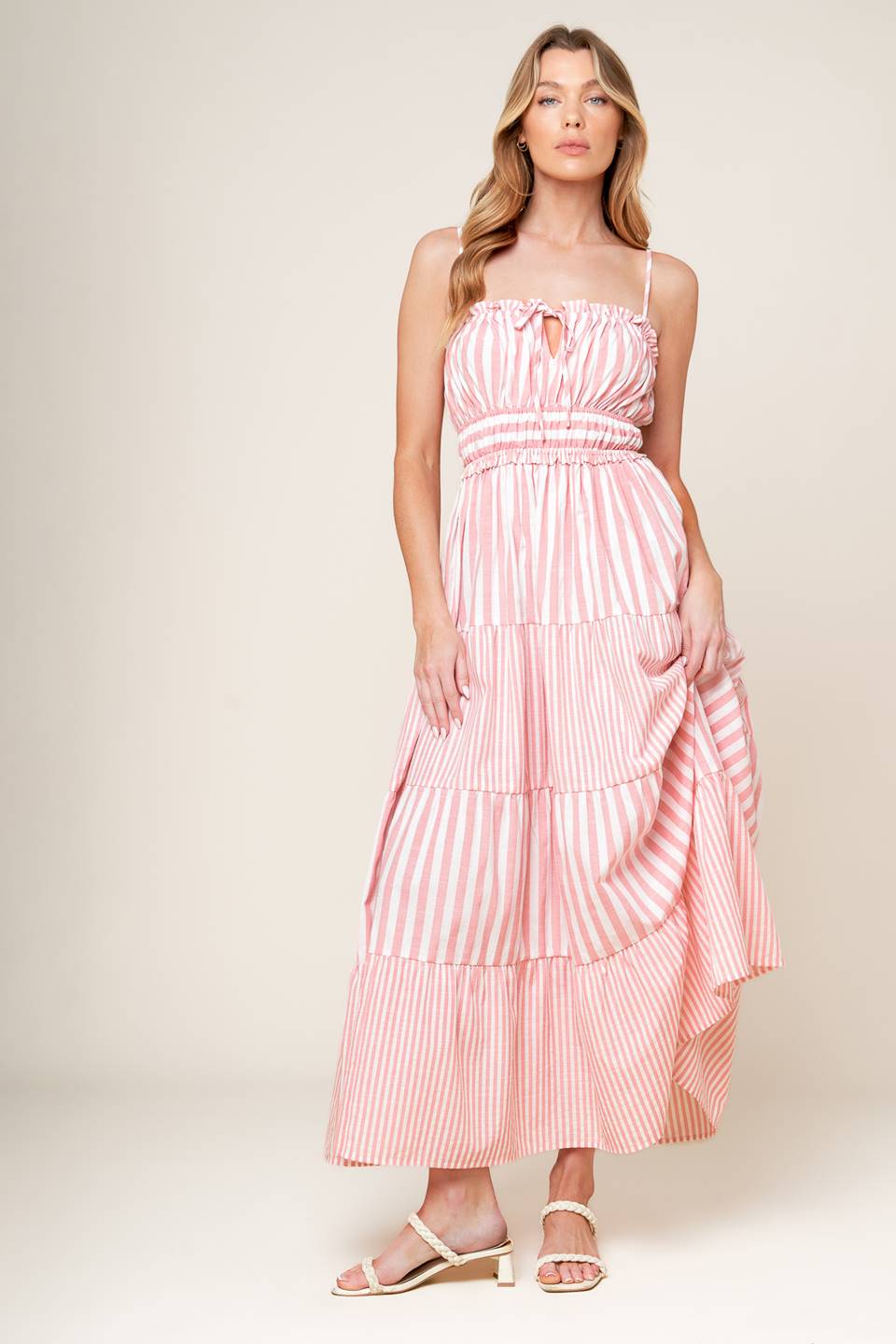 GIA PEONY PINK WOVEN MAXI DRESS Flying Tomato